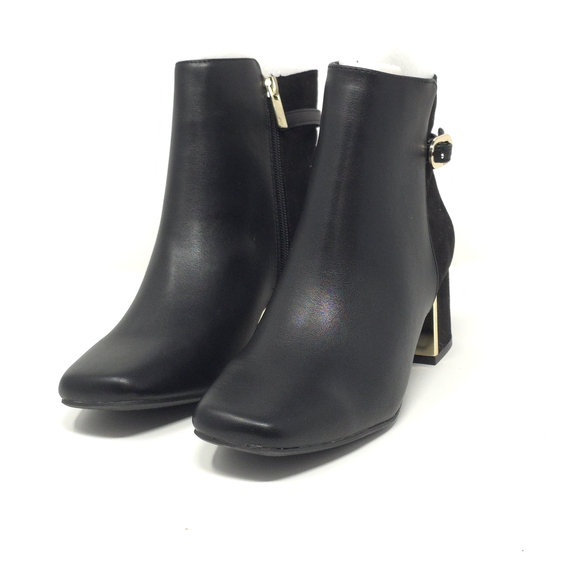Jones New York Shoes - Jones New York Dress Booties with Block Heel and Gold Zip Ankle Boots 7M